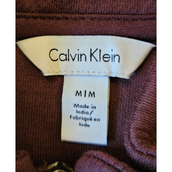 Calvin Klein Jacket Mens Medium Burgundy Red Zip Knit Casual Lightweight Classic - Picture 6 of 10